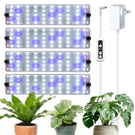 DOMMIA Grow Lights, 40W Linkable Grow Lights for Indoor Plants Full Spectrum, 6/12/16h Timer, Dimmable Ultra-Thin Plant Lights for Indoor Growing, Bluish White, 1-Set
