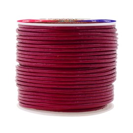 Mandala Crafts - Cuerda redonda de piel vacuno auténtico borgoña para hacer joyas, cuerda de piel Kumihimo, cordón de piel borgoña, cordón de piel de 20 yardas, 1,5 mm