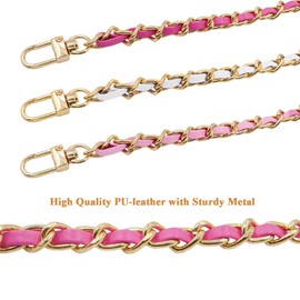 Spldsun Pack of 3 Chain Bag, Bag Chain, Bag Chain, Leather Chain Strap, Metal, DIY for Handbag, Shoulder Bag, Purse, Crossbody Bag (Red, Pink, White)