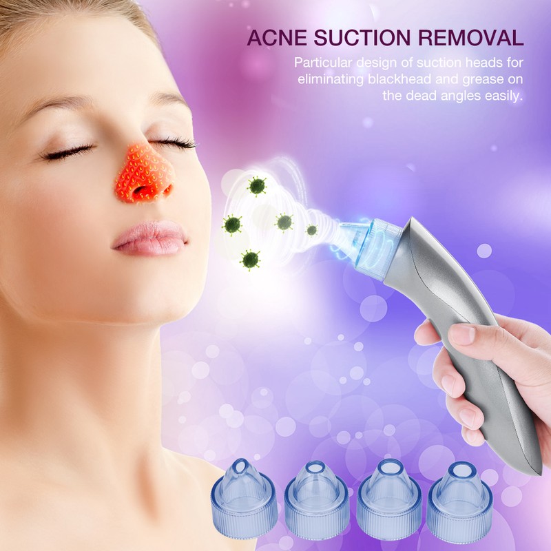 4 Replaceable Heads Blackhead Vacuum Removal Pore Acne Suction Cleanser