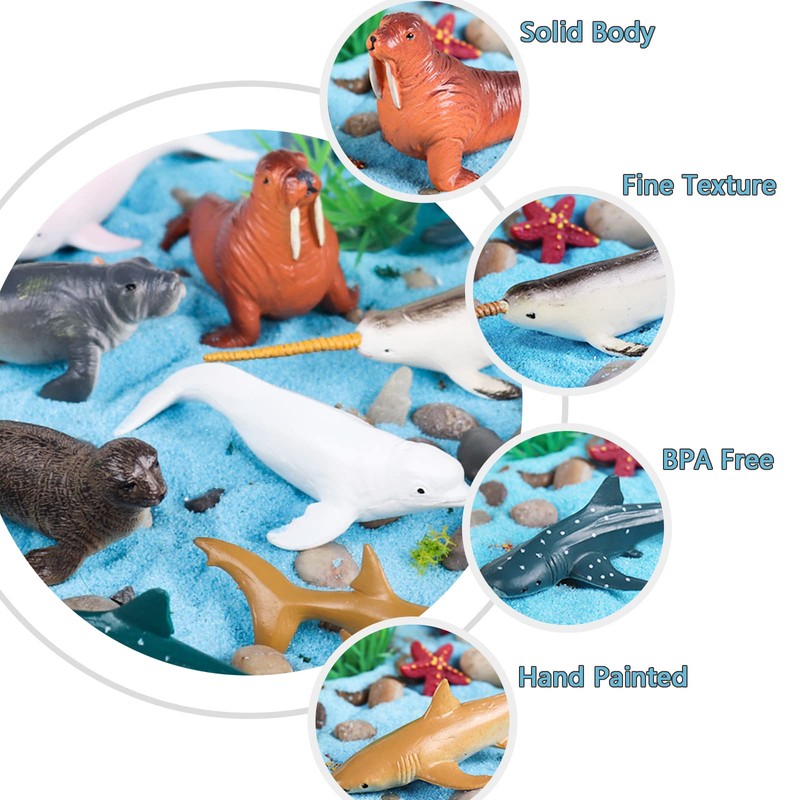 EOIVSH 24PCS Mini Ocean Animal Figurines - Realistic Sea Creatures