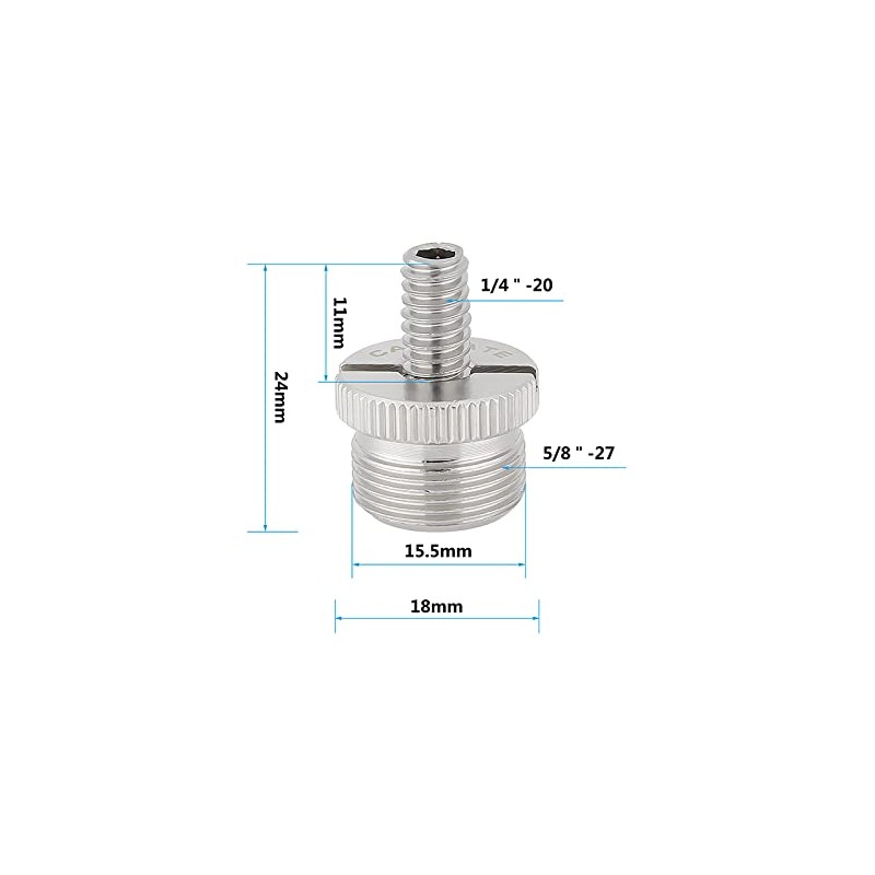 CAMVATE Thread Adapter 5/8"-27 male to 1/4"-20 male Microphone Mount