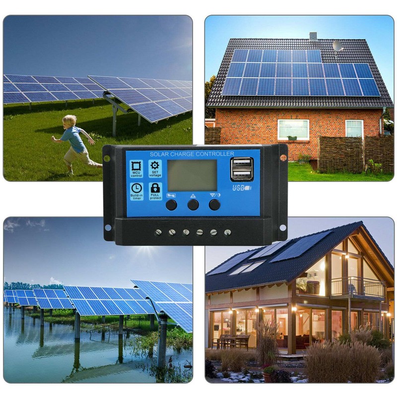 12V 24V Solar Charge Discharge Controller PWM LCD Display Dual