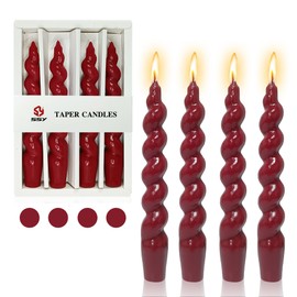 Gedengni Spiral Taper Candle Swirl Candlesticks,7 Inch Red Twisted Candles Short Candle Sticks Colorful Tapered Candles for Table Decor Housewarming Women Gift Idea,2D4PC-RED