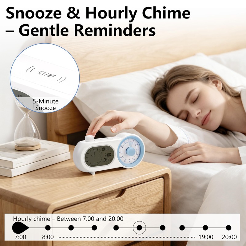 Lumuasky Digital Alarm Clock Visual Timer Silent Night Light with