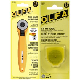 OLFA Rotary Fabric Cutter 28MM with 5 Blade Refill For Quilting, Sewing, and Crafts