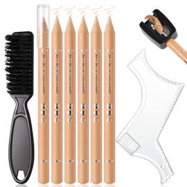 Noerrors Barber Pencil for Lineup Beige Skin Tone Magic Hairline Pencils Barber Chalk Set Beard Guide Pen with Sharpener Ruler Brush for Goatee Hair Design Shaping Trace Grooming Makeup Tool for Men