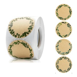 Canning Labels for Jars and Lids, 2" Round Labels for Jars, Food Containers, Bottle, Candle, Spice Jar (500 pcs, Leaves)