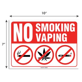(Set of 2) No Smoking/Vaping Sign - 10" x 7" 4 Mil Vinyl - Laminated for Ultimate Protection & Durability - Self Adhesive Decal - UV Protected & Weatherproof - Heavy Duty