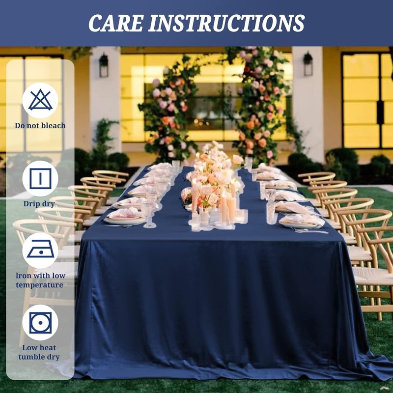 Pesonlook 2Pack Navy Blue Tablecloths for 8 Foot Rectangle Tables