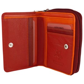 Visconti Ladies Compact Leather Purse/Wallet Shades of Colours Gift Boxed Fashion (Shades of Red)(Size: 115mm x 90mm x 30mm ( 4.5inch x 3.5inch x 1.25inch))