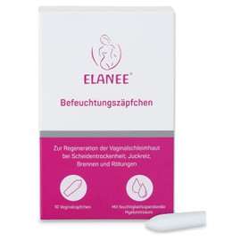 ELANEE Moisturising Suppositories, 10 Vaginal Suppositories for Vaginal Dryness, Itching & Burning, Moisturising Hyaluronic Acid, Hormone-Free (737-00