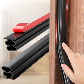 alophoty Weather Stripping Door Seal - 32.8 Ft Self-Adhesive TPE Rubber Door Seal Strip for Door Frame/Window Seal, Soundproofing & Insulation Strip to Block Drafts, Wind, Noise, Dust (Black)