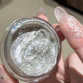 Radiant Liquid Highlighter Gel - Creamy Shimmer Face & Eye Glitter for a Dazzling Makeup Look, Silver Eyeshadow, Long-Lasting Shine