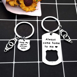 Police Couples Keyring Set Police Officer Gift Proud Gift for Police Wife Husband Valentine Birthday Gift Sheriff Deputy Gift for Military Wife Police School Graduation Gift for Him Her Boyfriend Gift