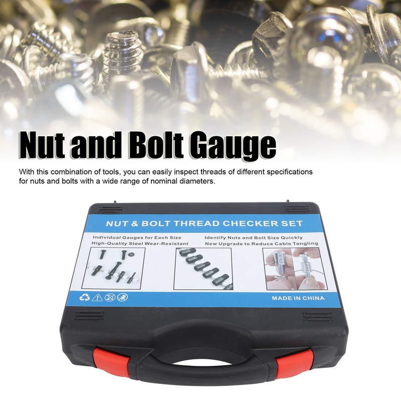 26 PCS Nut Bolt Thread Checker High Accuracy Carbon Steel