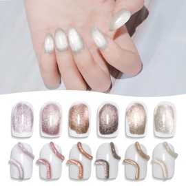 Coikaze Magnetic Nail Gel, Set of 6 Colors, Cat Eye Gel, Galaxy Nails, Color Gel, Cat Eyes, Nails, Gel, Magnetic, UV/LED Compatible, Gel Nail Kit