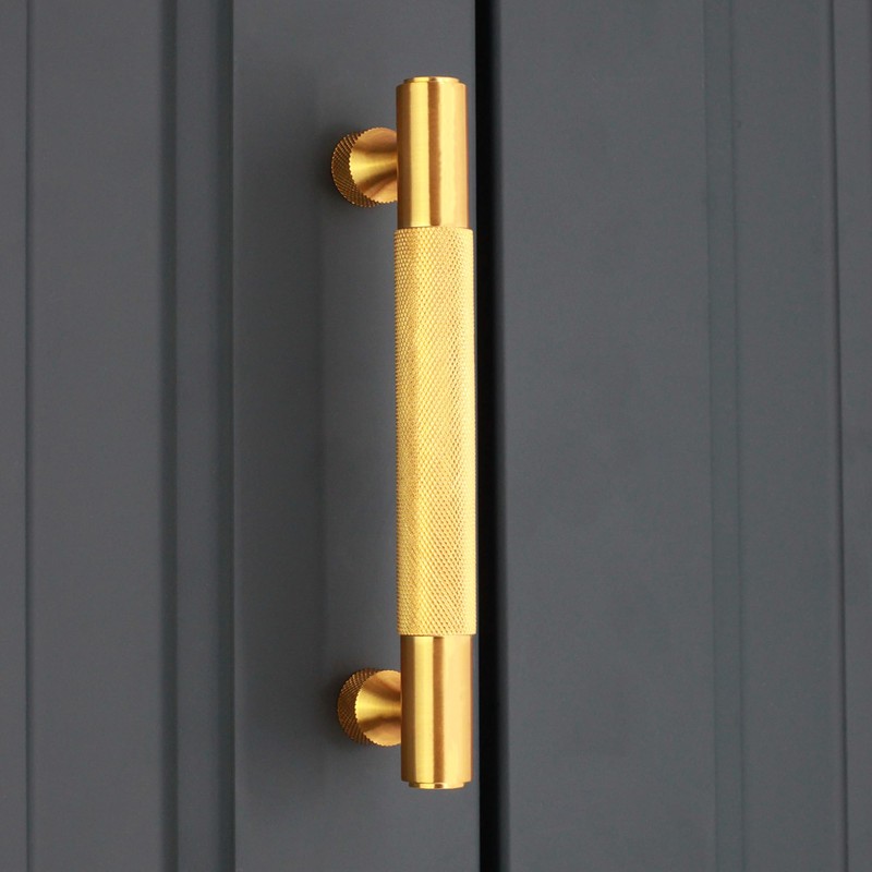 Infinity Decor Modern Solid Brass Knurled T Bar Cabinet Drawer