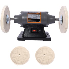 8-Inch Electric Bench Buffer Polisher Grinder - 550W Motor with 4PCs 80-Ply Buffing Wheels, Cast Iron Base & CSA Certified - for Metal, Wood, Jewelry, Plastic Polishing (Gray)