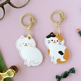 Moerstar Key Holder, Animal Coin Shaped Key Holder, Genuine Leather, Bag Charm, Storage Cover, Protective Case, Multi-functional, Anti-Lost, Fashion, Party Favors, Gift, orange cat