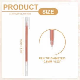PATIKIL 24 Pcs Colored Gel Pens, 0.5mm Fine Point Pastel Gel Pens High Light Ink for DIY Projects Painting Journaling Notebook Black Paper Drawing, 15cm Length Light Brown Ink