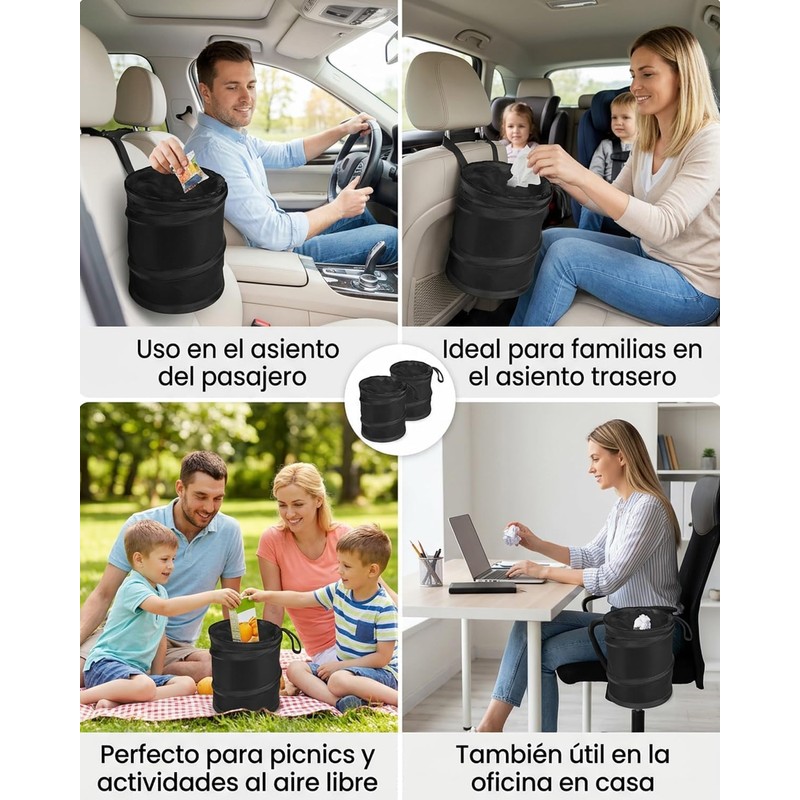 2 Botes de Basura para Auto, Bote de Basura para
