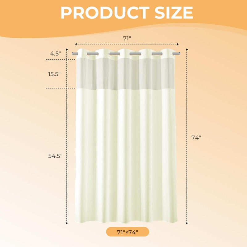 River Dream Beige Fabric Shower Curtain or Liner with Sheer