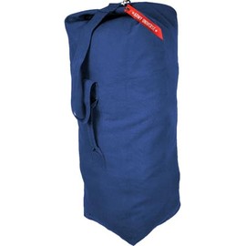 Top Load Heavyweight Cotton Canvas Tactical Military Duffle Bag Carryall Shoulder Storage Bulk Travel Bag, Navy Blue - 13" x 13" x 33"