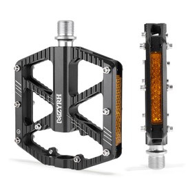 MZYRH Bicycle Pedals with Reflective Strips, Non-Slip MTB Pedals CNC Aluminium Alloy Bicycle Pedals, 3 Sealed Bearings 9/16 Inch Pedals for Mountain Bike, Road Bike, MTB (Black)