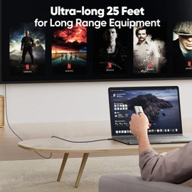 DteeDck DisplayPort Cable 1.4 25FT 1 Pack, DP Display Port Cord (8K@60Hz, 4K@144Hz, 2K@240Hz, 32.4Gbps) Braided Male to Male Compatible for Computer Monitor PC Gaming Laptop TV