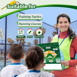 Dry Erase Coaches Clipboard，Reuse Baseball Dry Erase Coaching Board Double-Sided Baseball White Board for Coaches Writable and Erasable Coaching Board(Baseball)