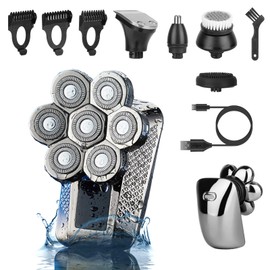 KOCASO 7D Head Shavers for Bald Men，5-in-1 Electric Razor for Men - IPX6 Waterproof Electric Razor Wet/Dry Mens Grooming Kit，USB Rechargeable with LED Display and Travel Lock