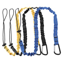 MECCANIXITY Retractable Tool Lanyard 3.6ft with Single Aluminum Buckle and Adjustable Loop End, Maximum Weight Limit 10KG / 22lb, Safety Fall Protection Tools Leash, Yellow/Black/Blue 3 Pack