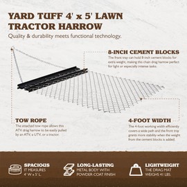 Yard Tuff Steel Drag Harrow/Field Leveler for ATV, UTV & Tractor with Front Tray, 5' x 4'