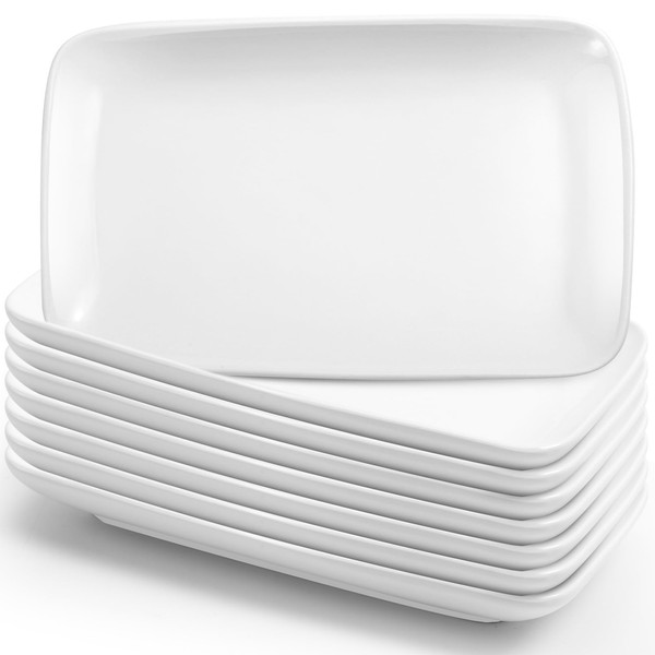 Bgtecho Rectangular Salad Plates Set of 8,8 Inch Porcelain Dessert