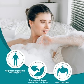 SQLHM Bath Pillows for Tub,Luxury Bath Pillow for Neck and Back Support-with Comfortable Breathable Cotton 6 Non-Slip Suction (Regular Version)