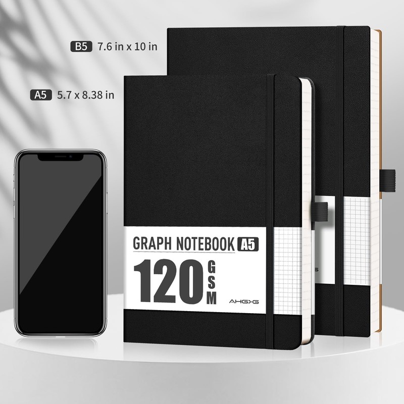AHGXG Graph Paper Notebook - Grid Notebook Journal, 120 GSM