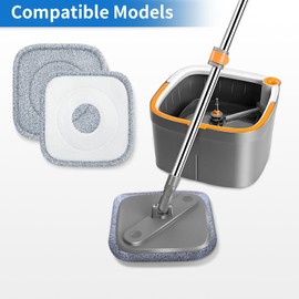 Bluearks 6Pcs Spin Mop Pads Compatible with Spin Mop and Bucket System True & Tidy True Clean Mop and Bucket System, 8.26X8.26 Size Spin Mop Replacement Pads