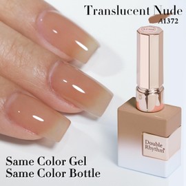 Double Rhythm 15 ML Gel Nail Polish Pure Sheer Same Color Same Bottle Soak Off Gel Polish Art Manicure Salon DIY at Home for Women (Pale Nude-A1372)