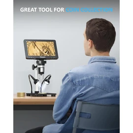 Dcorn 7'' Digital Microscope 1200X, 12MP 1080P Photo/Video Microscope for Adults Soldering Coins,Metal Stand,Wired Remote,10 LED Fill Lights,PC View,Windows/Mac - Black