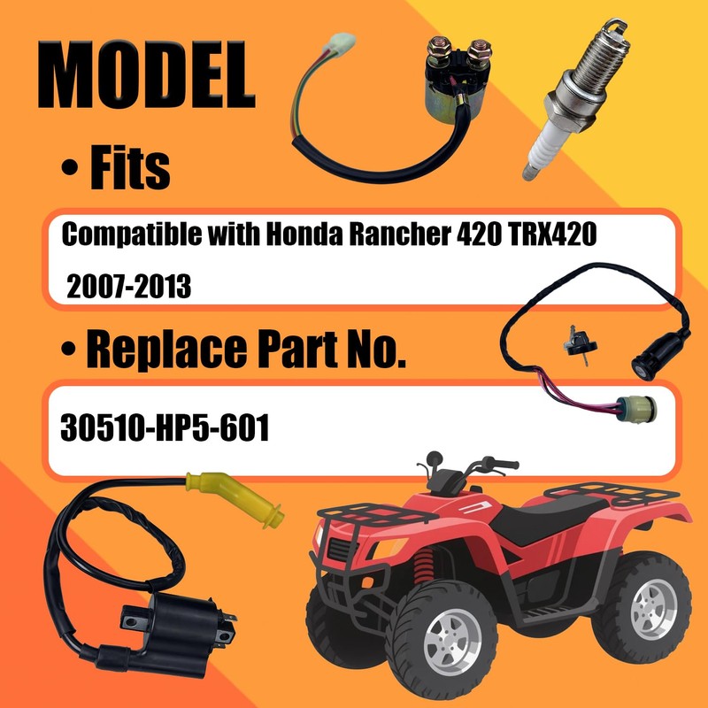 Ignition Coil with Cap & Ignition Key Switch Replace Part