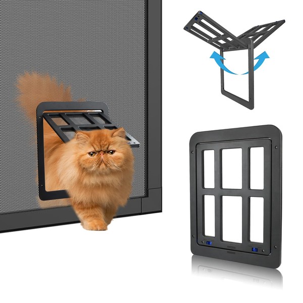 Billionchains Cat Flap, Fly Screen for Sliding Door, Automatic Closure,