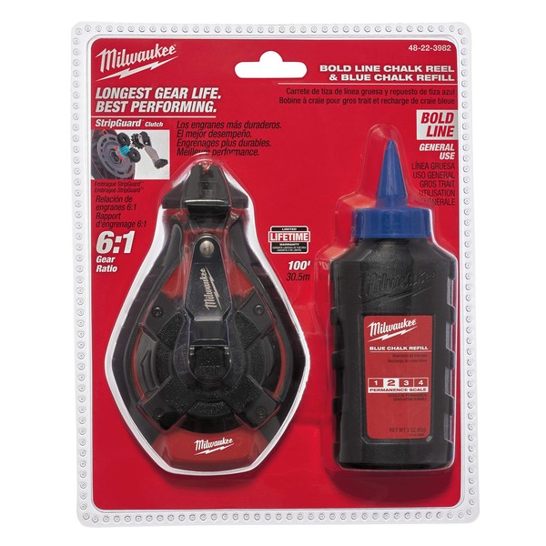 Milwaukee Electric Tool 48-22-3982 100 Ft. Bold Line Chalk Reel and Refill