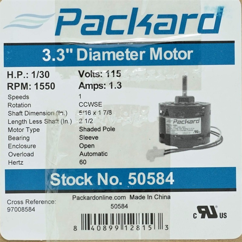 Packard 50584 Bathroom Exhaust Vent Fan Motor Replacement for Broan