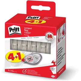 Pritt Compact Flex 2382016 Correction Roller, Easy to Use with Flexible Tip, Tape Length 10 m, Tape Width 4.2 mm, Pack of 5 Economy Set, White