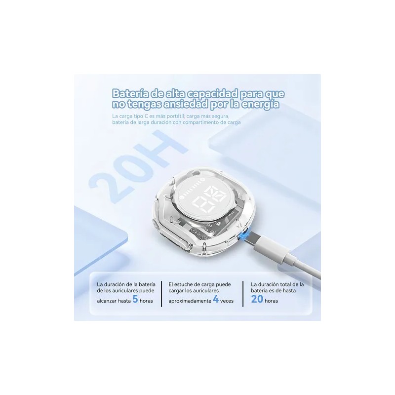 Audífonos Bluetooth 5.3 In-ear Con Pantalla Digital Y Diseño Verde