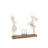 Tea Light Holder Rabbit Mango Tree Metal Silver Natural