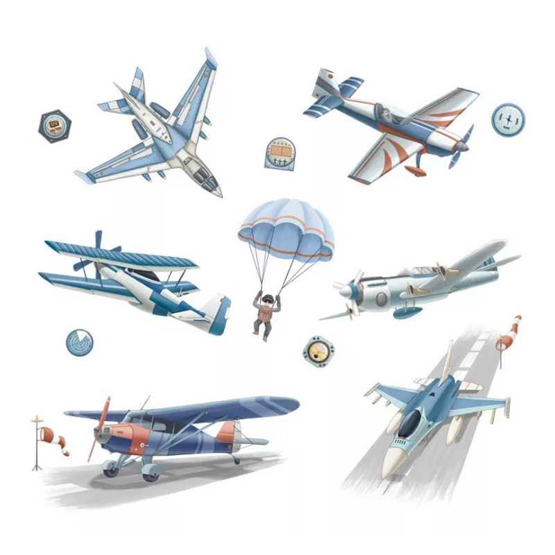 DaraBaby Vinil Decorativo Infantil Aviones Piloto Cuarto Niños Bebé