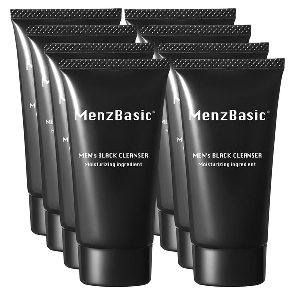 Men's Basic Black Cleanser, 3-Way Facial Cleanser, Skin Care, Beauty Pack, Charcoal Cleansing, 2.4 oz (70 g), Set of 8