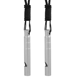 Silbato de emergencia de titanio, silbato de seguridad de supervivencia de 120 dB con cordón negro, silbato pequeño para salvar vidas al aire última intervensión para entrenadores, deportes, canotaje